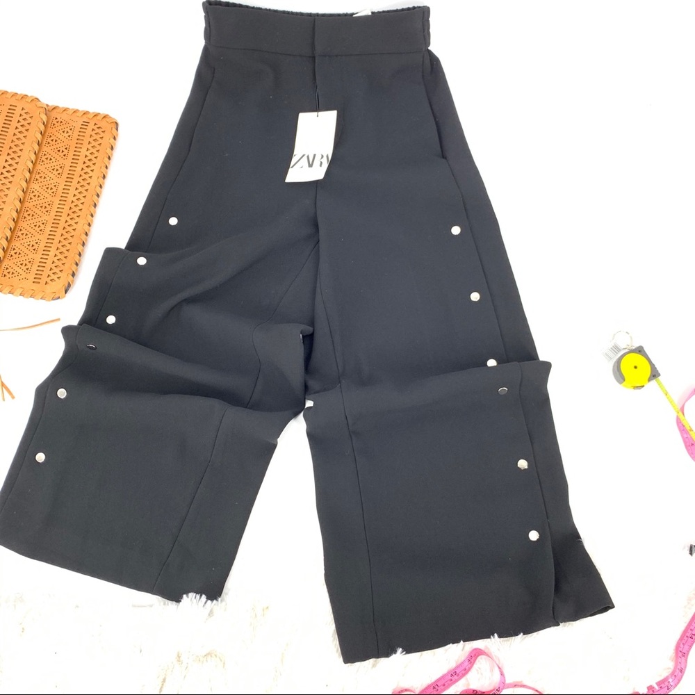 Zara black wide leg cropped pants size small